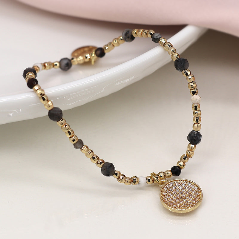 Gold & Black Bead Bracelet