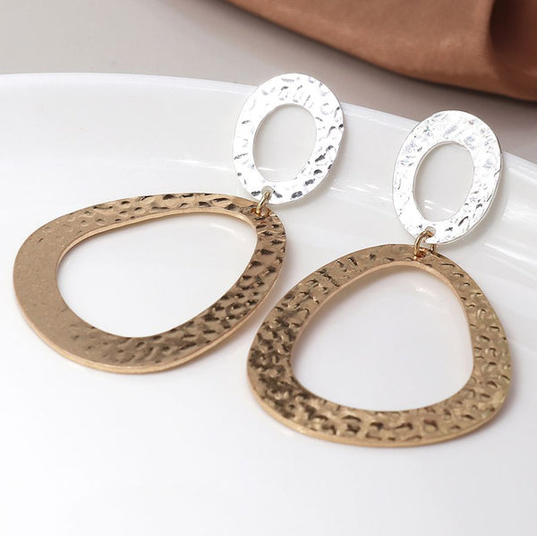 Large Hammered Drop Earrings