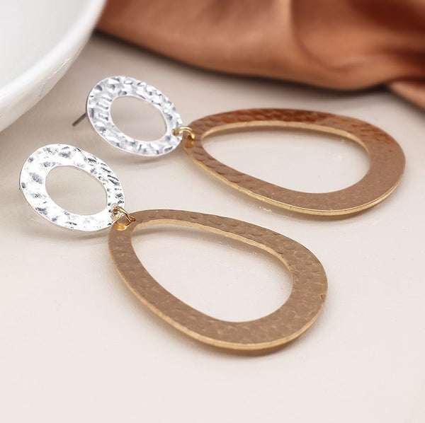 Large Hammered Drop Earrings