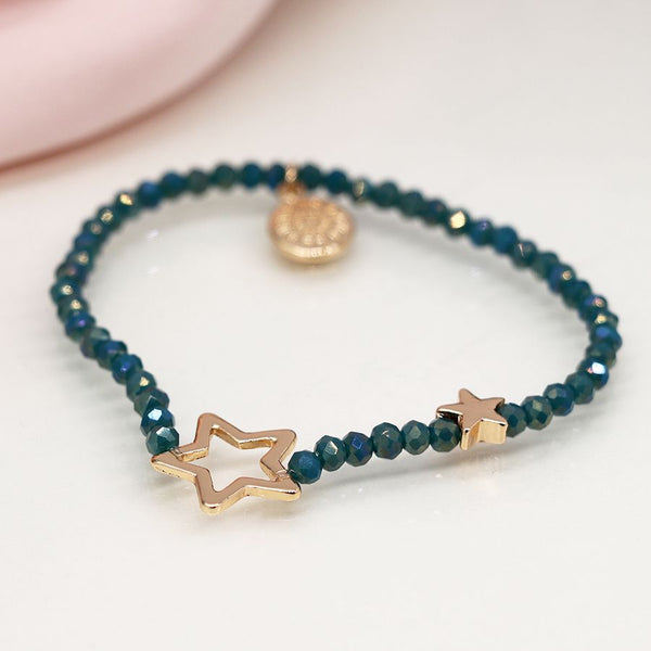 Teal Bead Star Bracelet