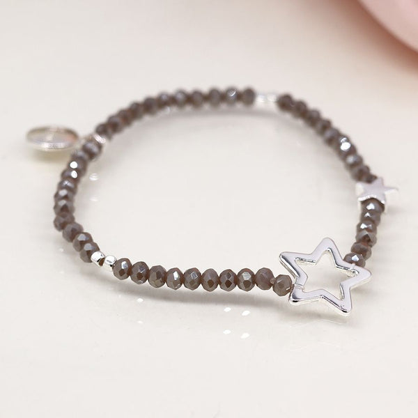 Grey Bead Star Bracelet