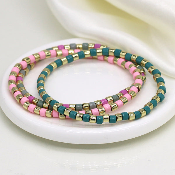 Golden, pink and blue mix bracelets