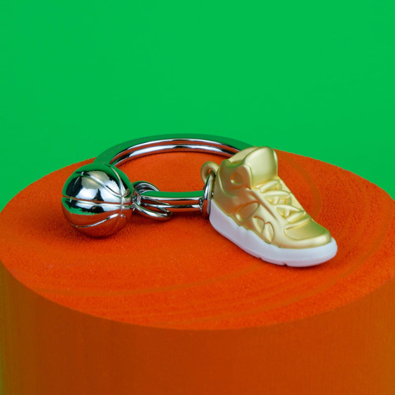 Silver And Gold Hi Top Sports Trainer Keyring