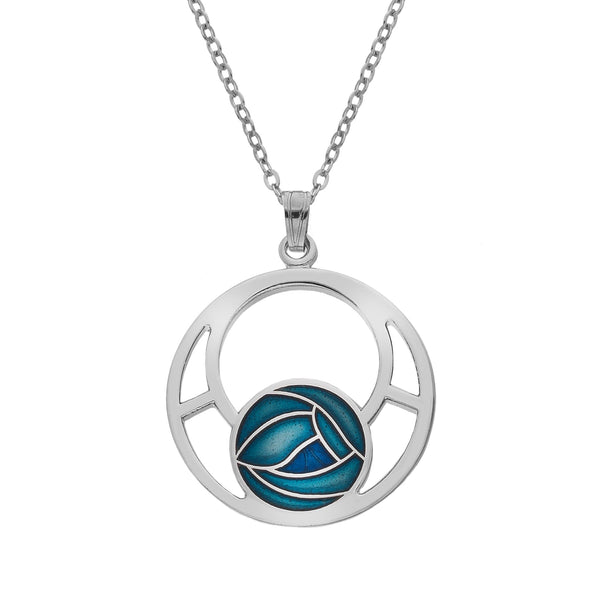 Blue Mackintosh Rose Circle Pendant