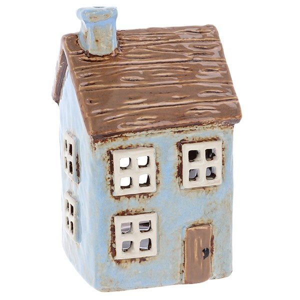 Village Pottery Thatch House Pale Blue Tealight