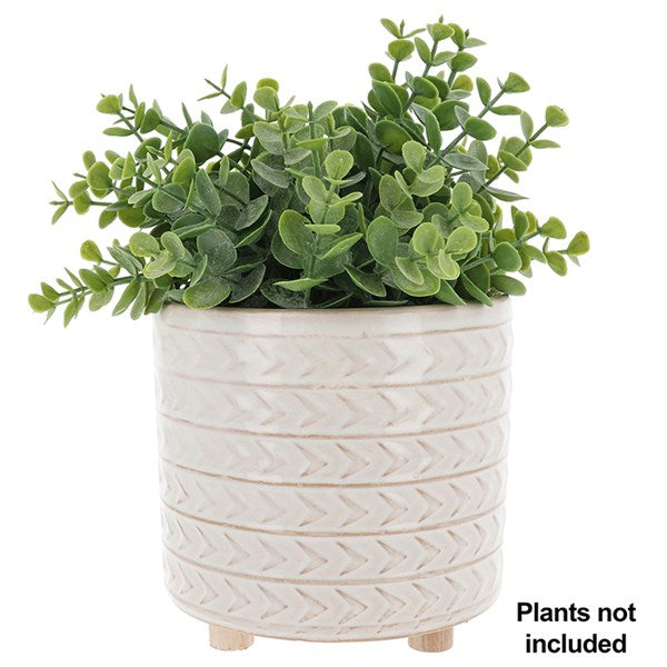 Chevron Cream Planter Large