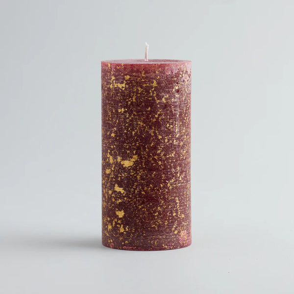 Figgy Pudding Scented Gold Marbled Pillar Candle