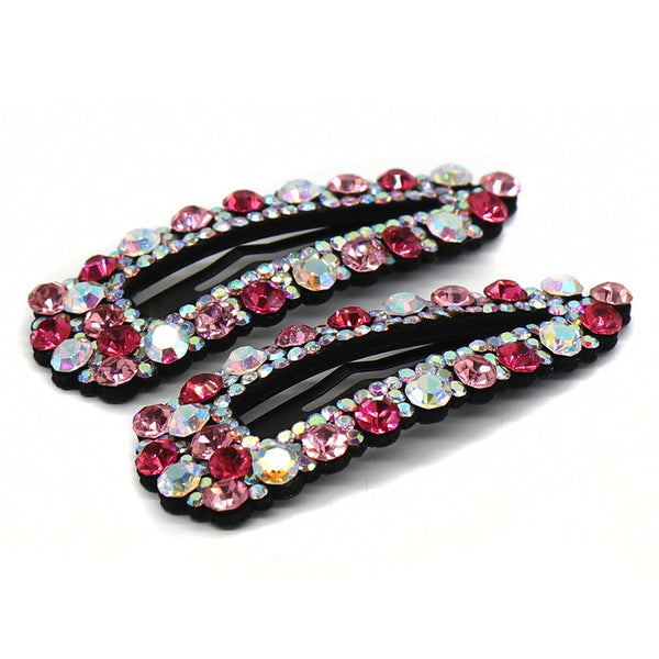 Pink Mix Crystal Hair Clip Duo