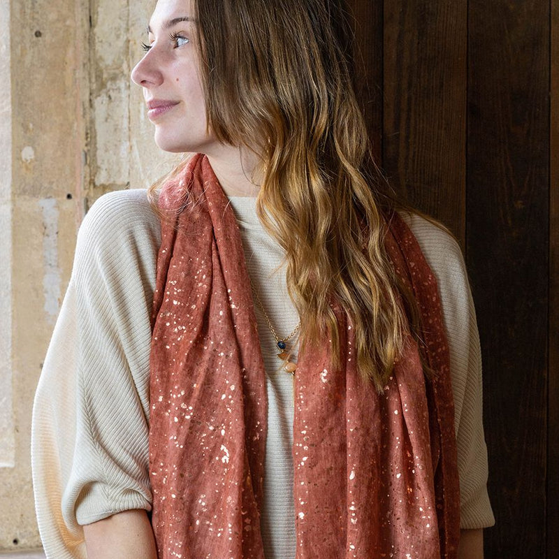 Rust & Rose Gold Speckled Scarf