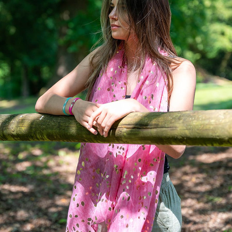 Recycled Rose Pink & Large Rose Gold Speckle Print Scarf