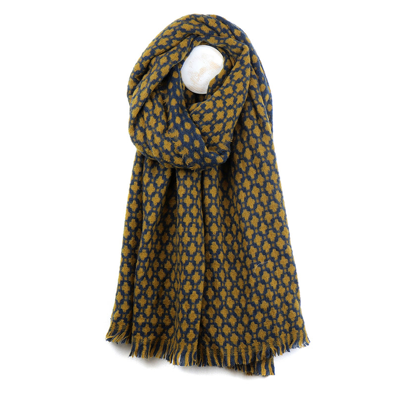 Navy & Dijon Mix Tile Scarf