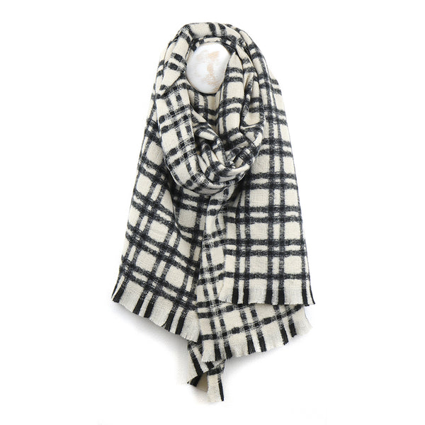 Monochrome Check Winter Scarf