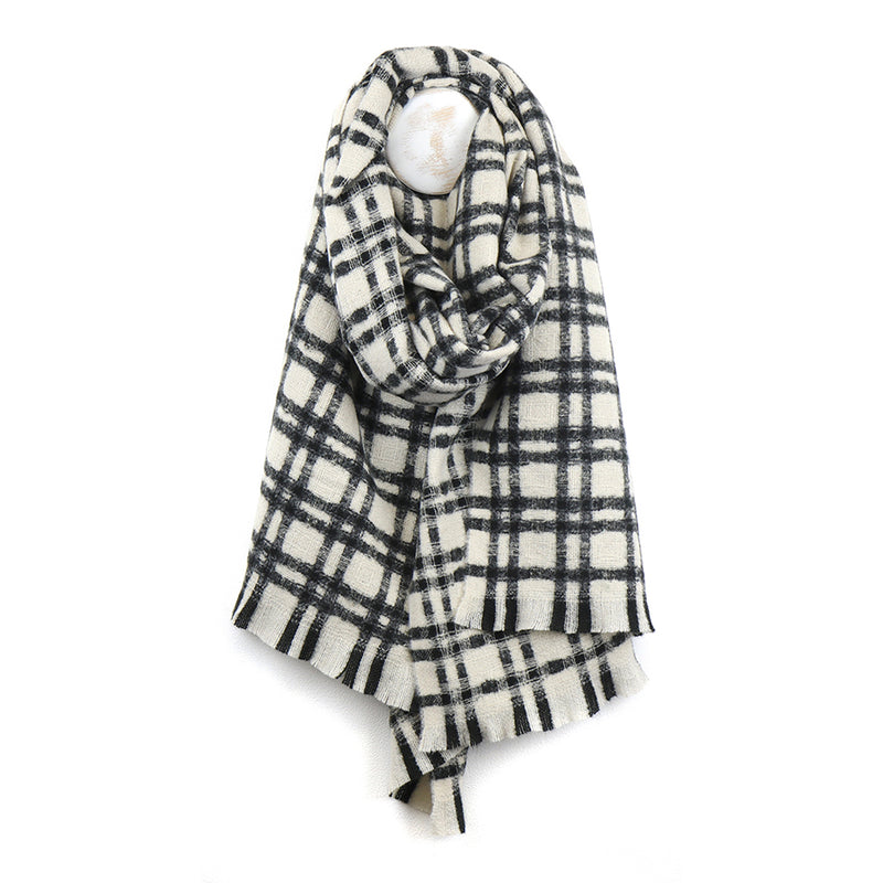 Monochrome Check Winter Scarf