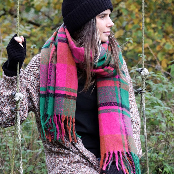 Bright/Pink Check Winter Scarf