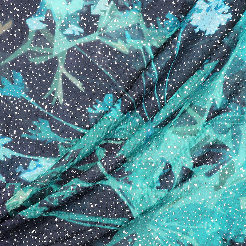 Navy/Aqua Mix Abstract Floral Print Scarf