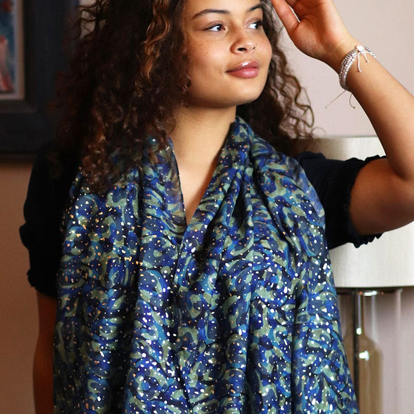 Blue Mix Abstract Camo Spot Scarf