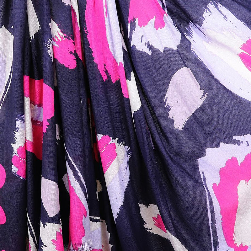 Navy/Fuschia Brush Stroke Print Bamboo Scarf