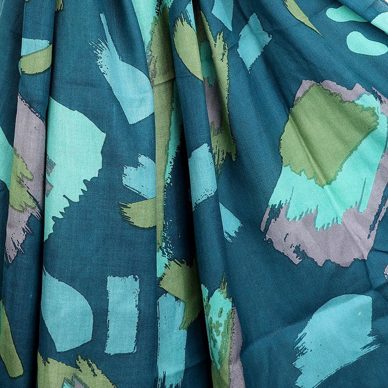 Teal/Aqua Brush Stroke Print Bamboo Scarf