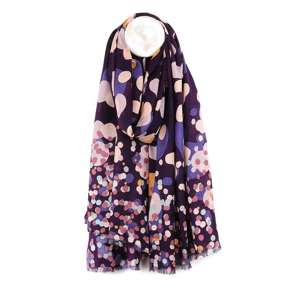 Purple Mix Gradient Spot Print Bamboo Scarf