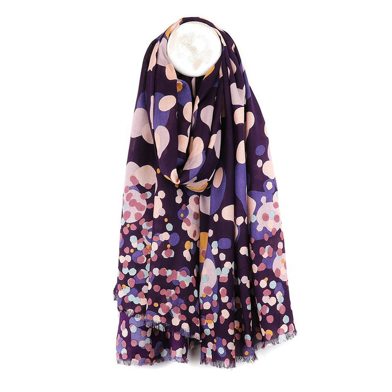 Purple Mix Gradient Spot Print Bamboo Scarf