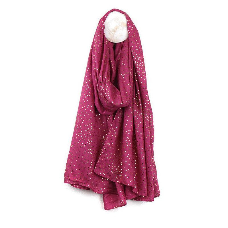 Magenta Gold Speckle Viscose Scarf