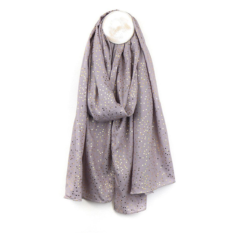 Pale Grey Gold Speckle Viscose Scarf