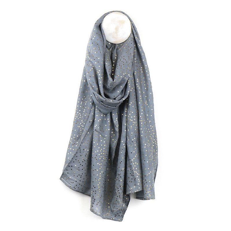 Dove Blue-Grey Gold Speckle Viscose Scarf