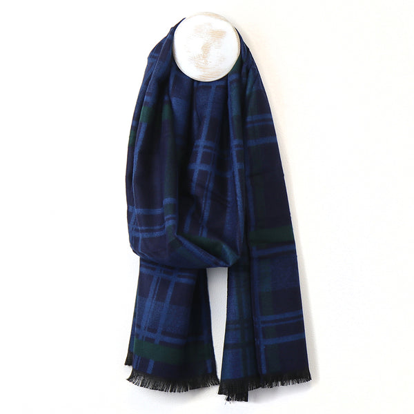 Blue/Green Classic Check Mens Scarf