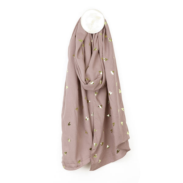 Buff Pink and Heart Print Scarf