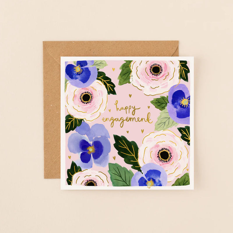 Floral Happy Engagement Card