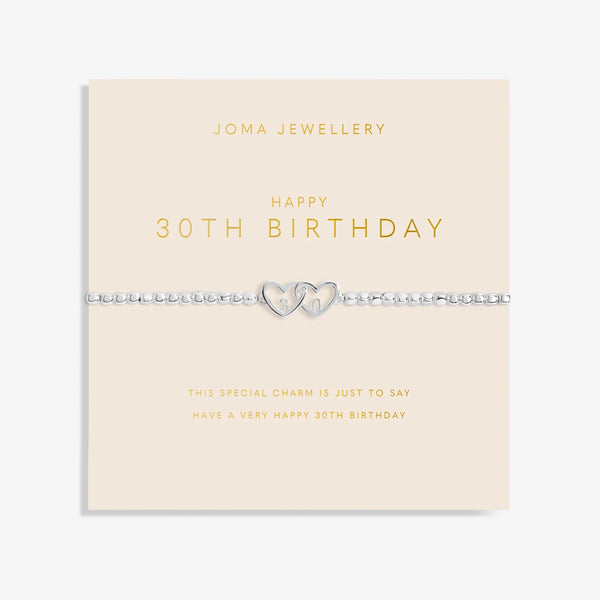 Happy 30th Birthday Silver Bracelet