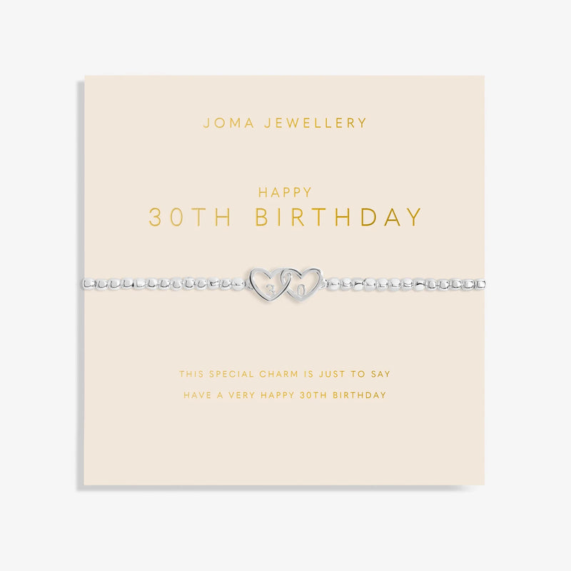 Happy 30th Birthday Silver Bracelet