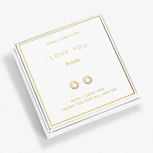 'Love You Mum' Gold Earrings