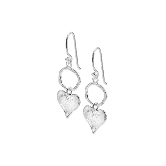 Circle And Heart Drop Earrings