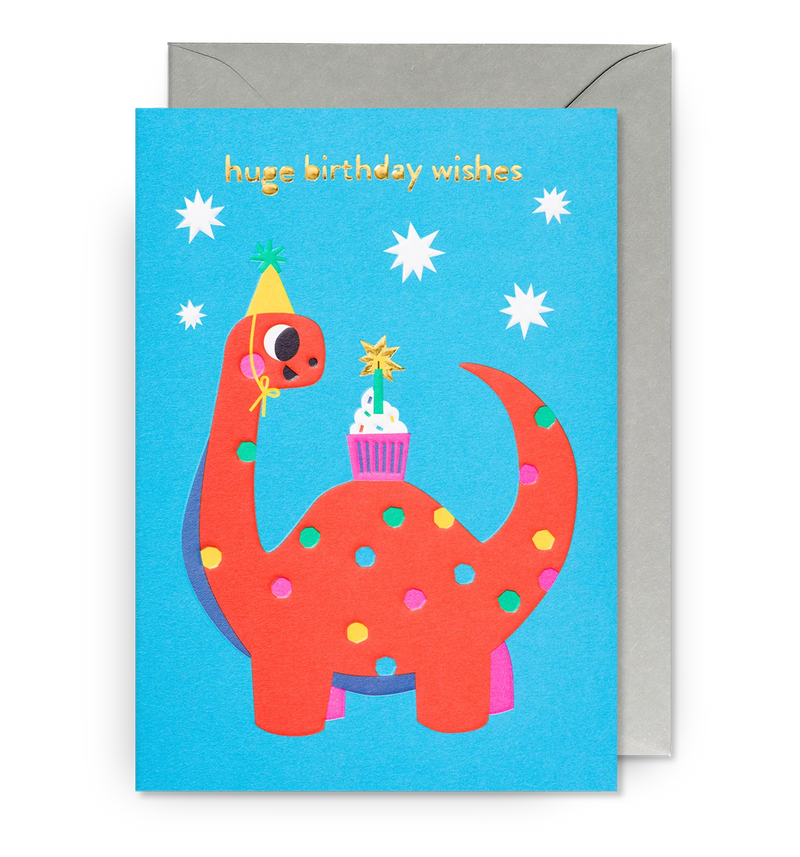 Huge Birthday Wishes Dinosaur Greeting Card