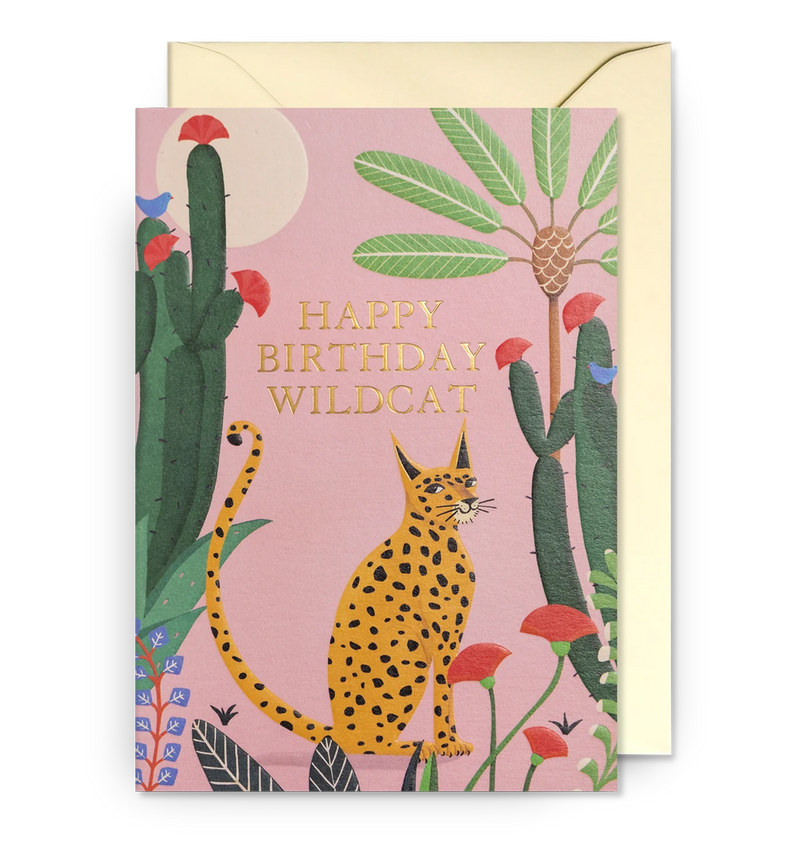 Happy Birthday Wildcat Jungle Leopard Greeting Card