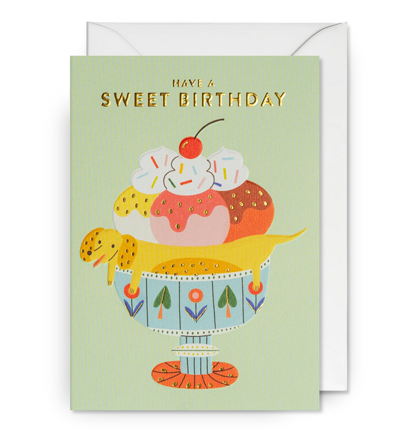 Have a Sweet Birthday Dachshund Sundae Greeting Card