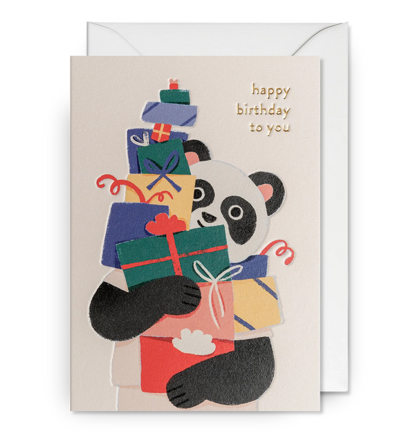 Panda Presents Illustrative Birthday Card