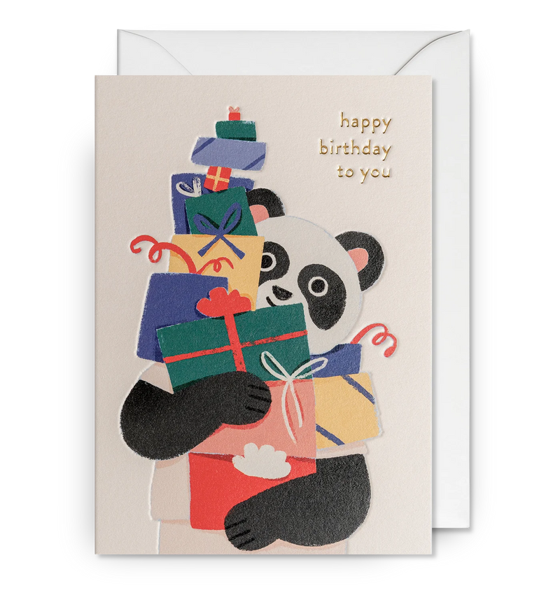 Panda Presents Illustrative Birthday Card