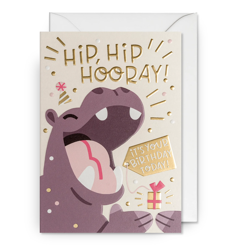 Hip Hip Hooray! Hippo Birthday Card