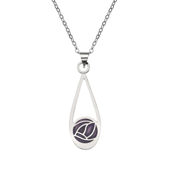 Mackintosh Teardrop Necklace With Purple Rose