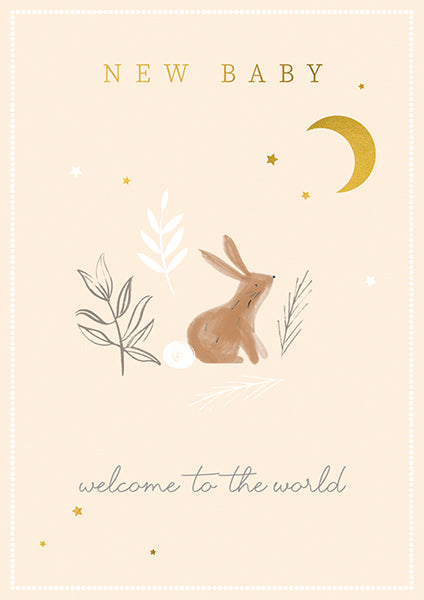 Baby Yellow Bunny & Moon Card