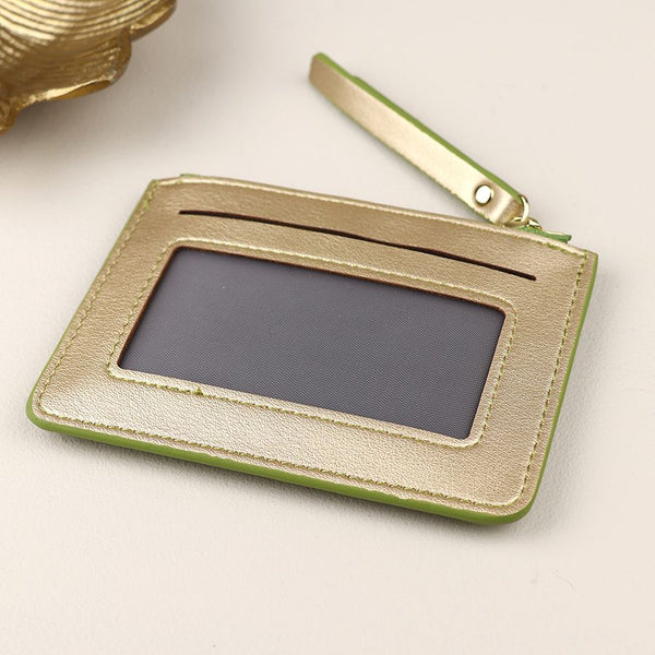 Lime Metallic Mix Faux Leather Card Holder