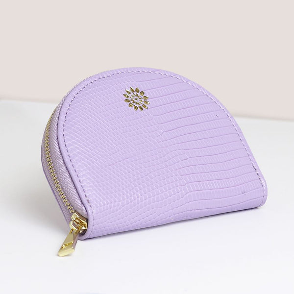 Lilac Faux Textured Leather Half Moon Purse