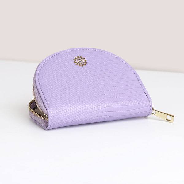 Lilac Faux Textured Leather Half Moon Purse