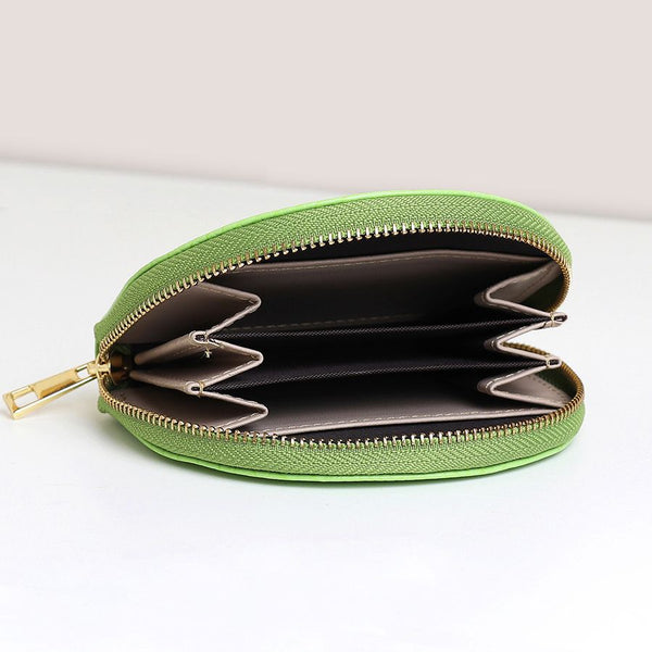 Apple Green Faux Textured Leather Half Moon Purse