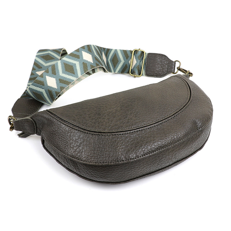 Slate Half Moon Back With Grey/Green Woven Strap