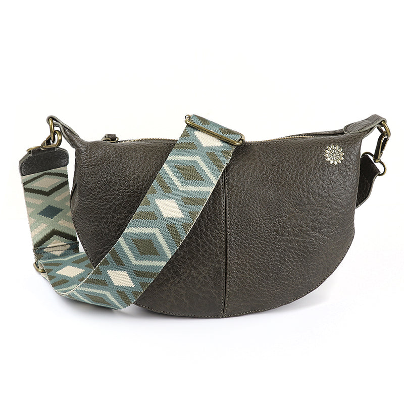 Slate Half Moon Back With Grey/Green Woven Strap