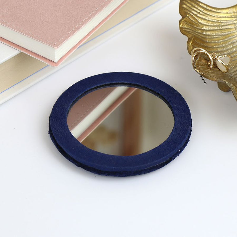 Navy Bee Velvet Pocket Mirror