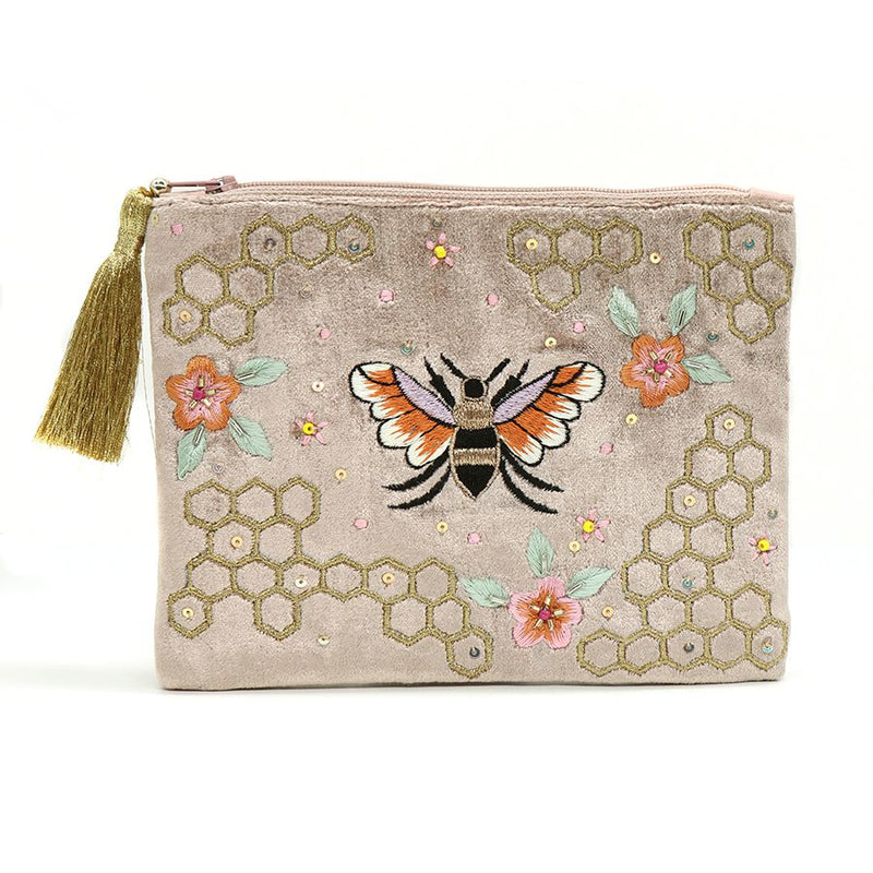 Golden Bee Velvet Purse/Pouch